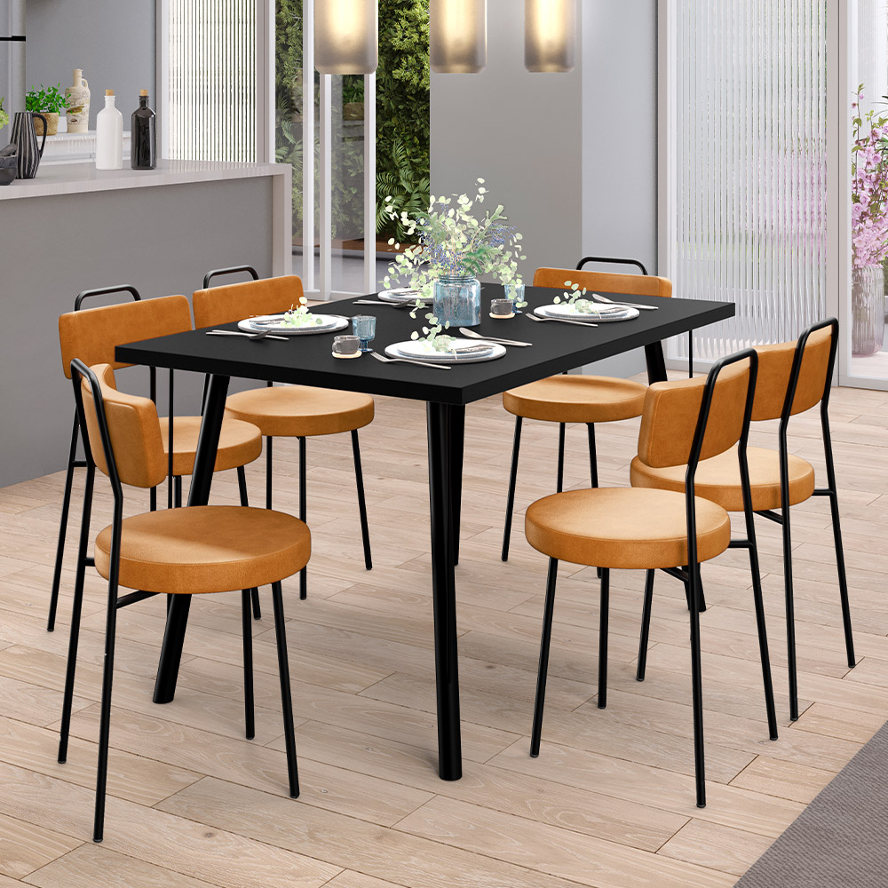 decoracao de cozinha com mesa retangular 6 lugares