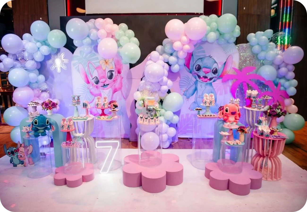 decoração de festa stitch simples