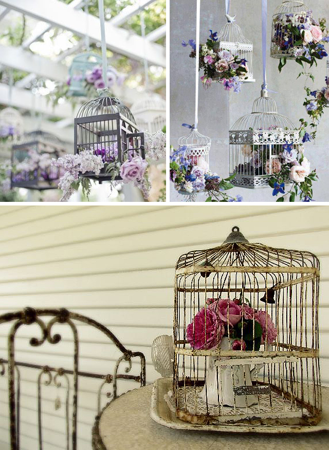 transformar gaiola antiga em vaso de flores