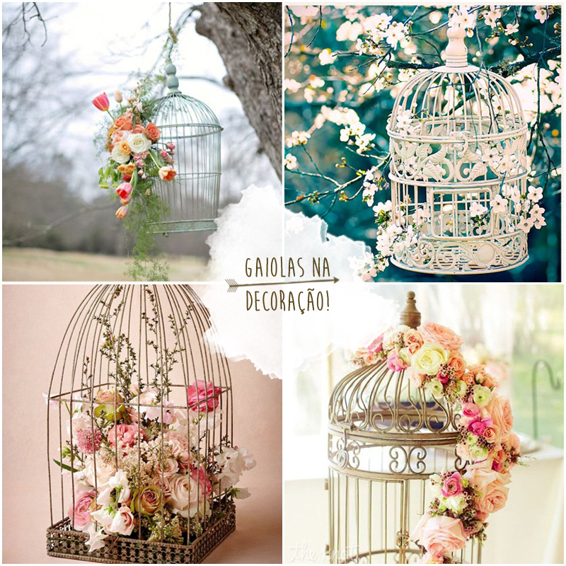 transformar gaiola antiga em vaso de flores