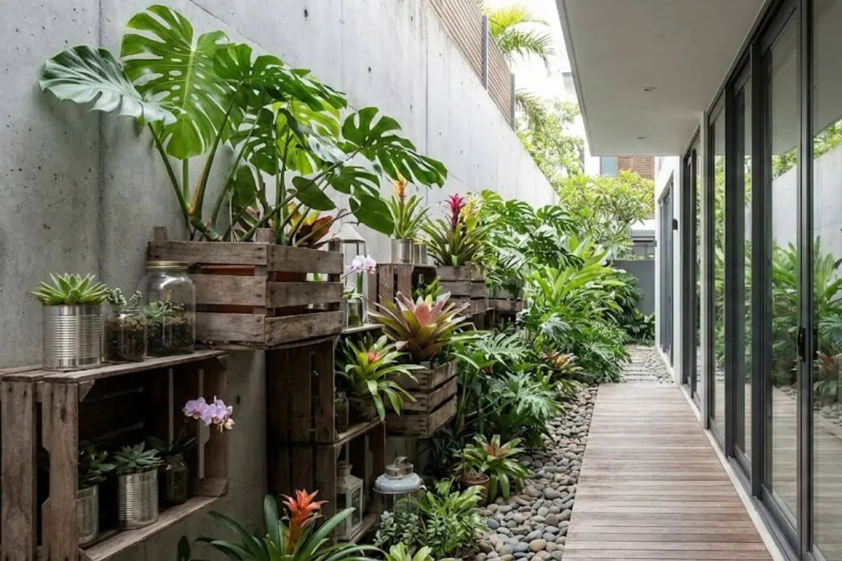 decoração sustentável para jardim com materiais reciclados