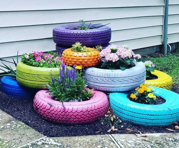 decoracao de jardim com material reciclado