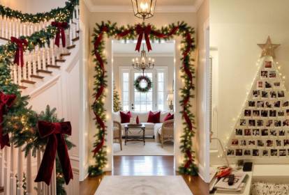 Decoração de Mesa de Natal com Elementos Naturais