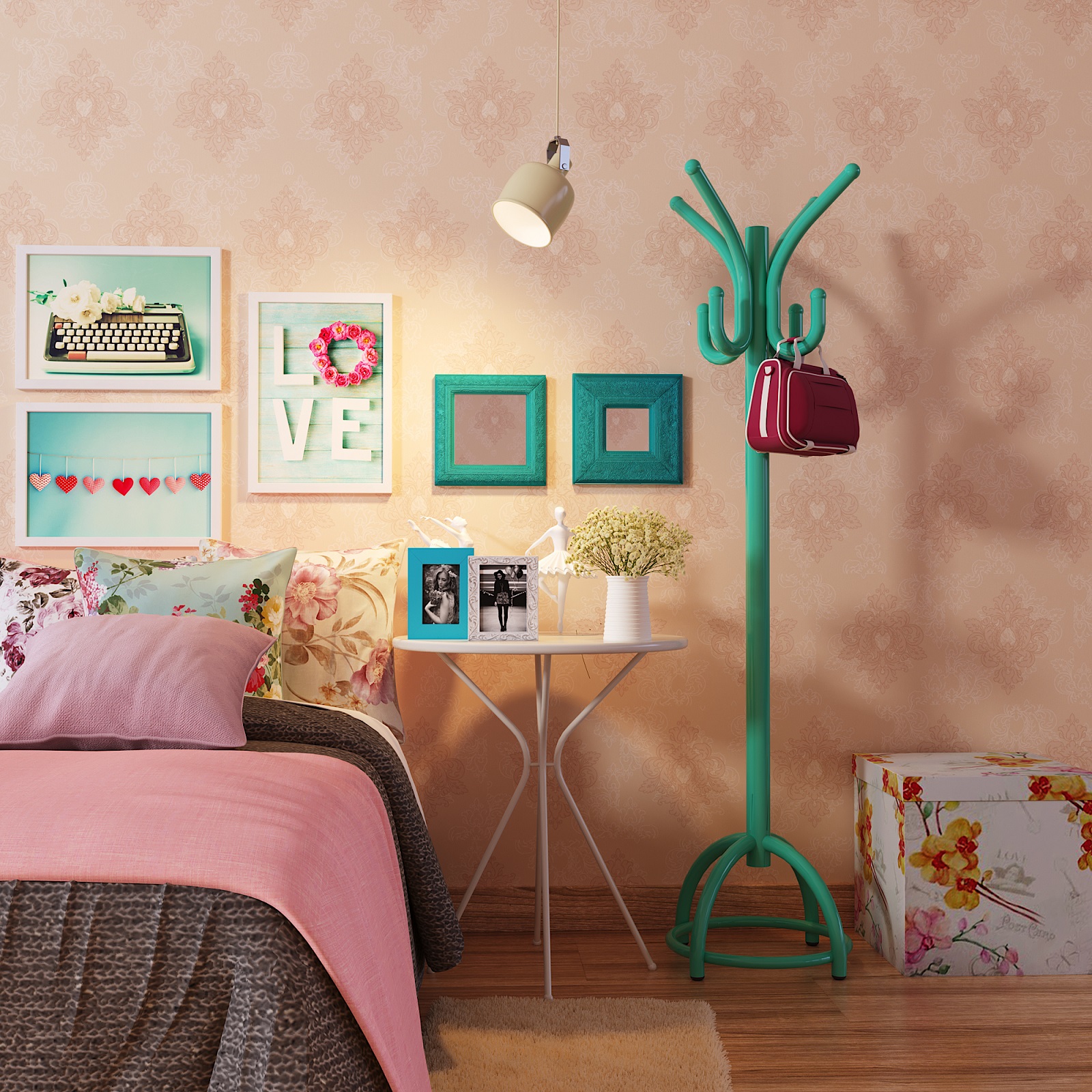 ideias de decoração quarto com polaroids