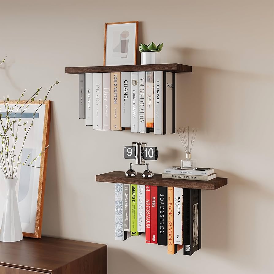 decoração com estantes de livros minimalistas