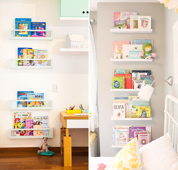 decoracao de quarto com prateleiras para livros