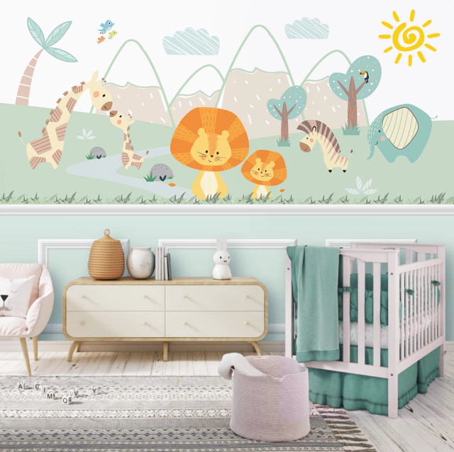 ideias quarto infantil tema animais selvagens