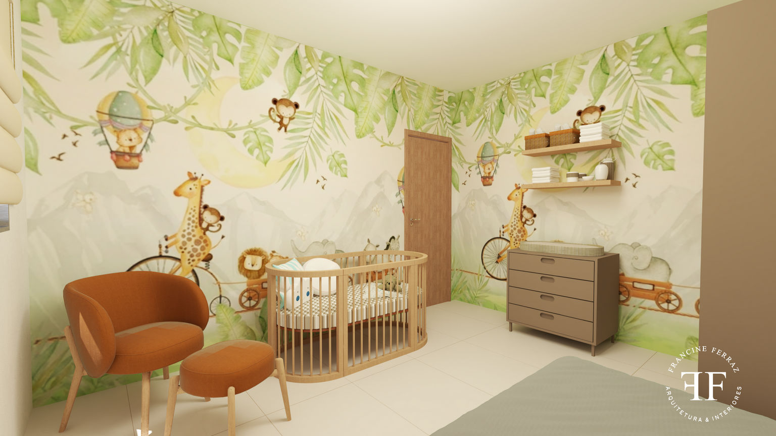 decoracao de quarto de bebe safari