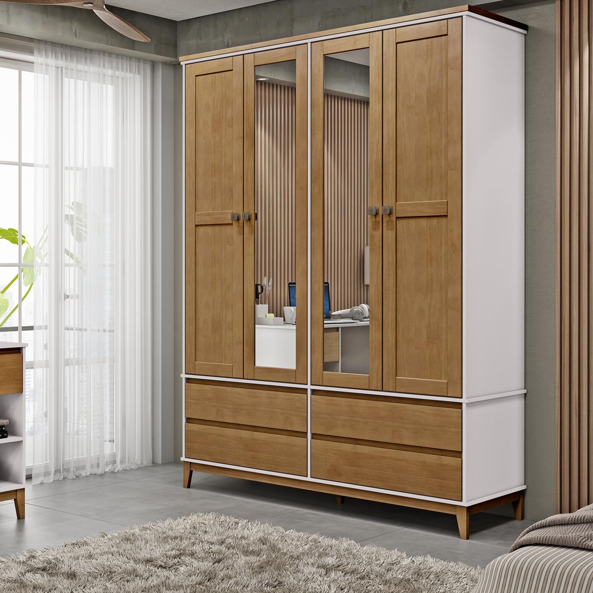 decoracao de quarto de casal com guarda roupa de mdf montavel