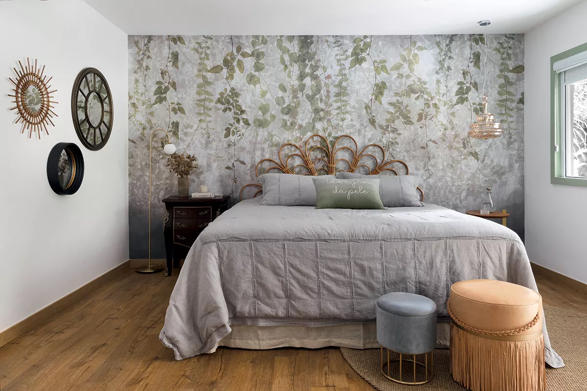 como usar papel de parede geométrico no quarto