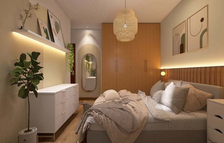 como decorar quarto pequeno de casal funcional