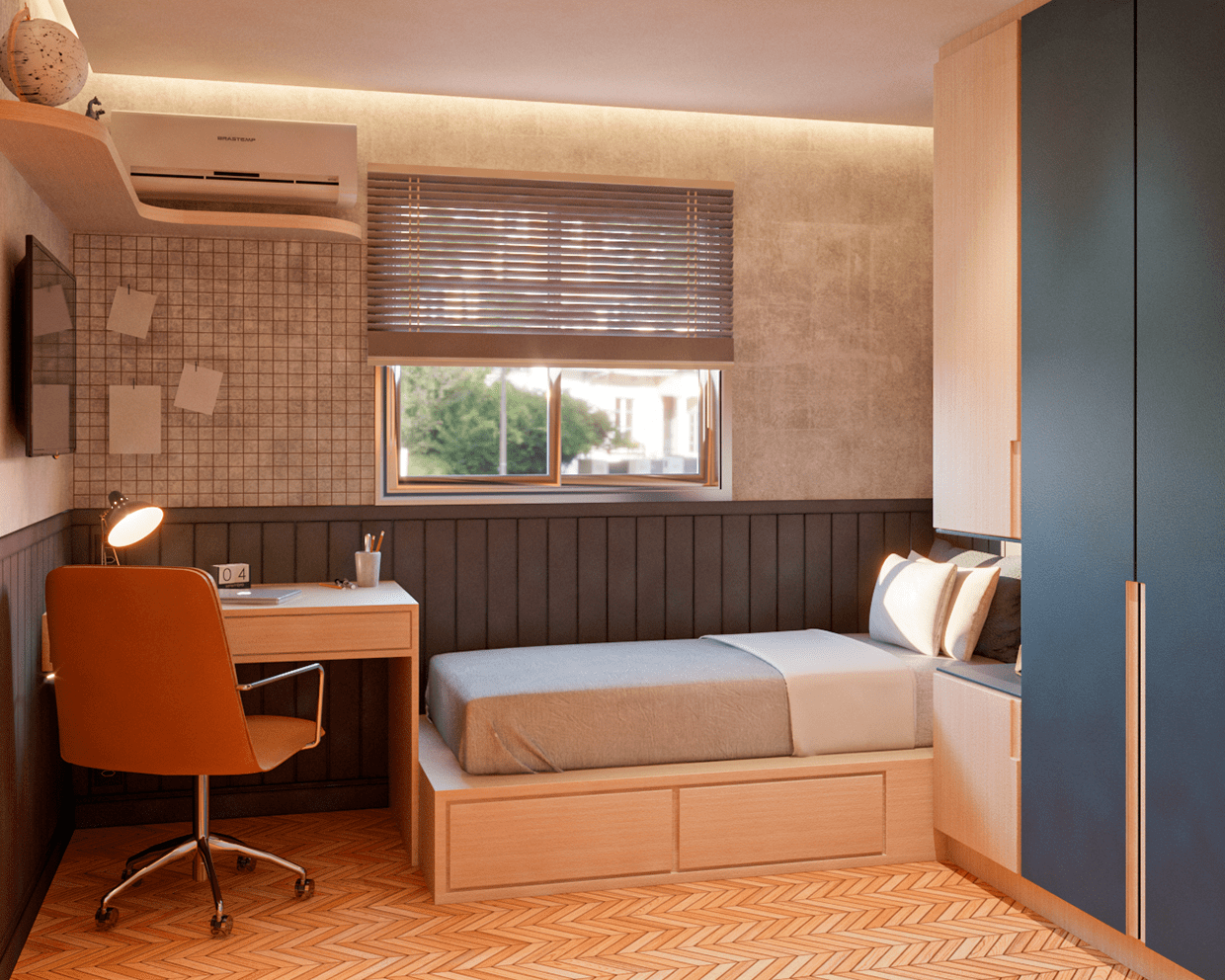 ideias para quarto de solteiro moderno