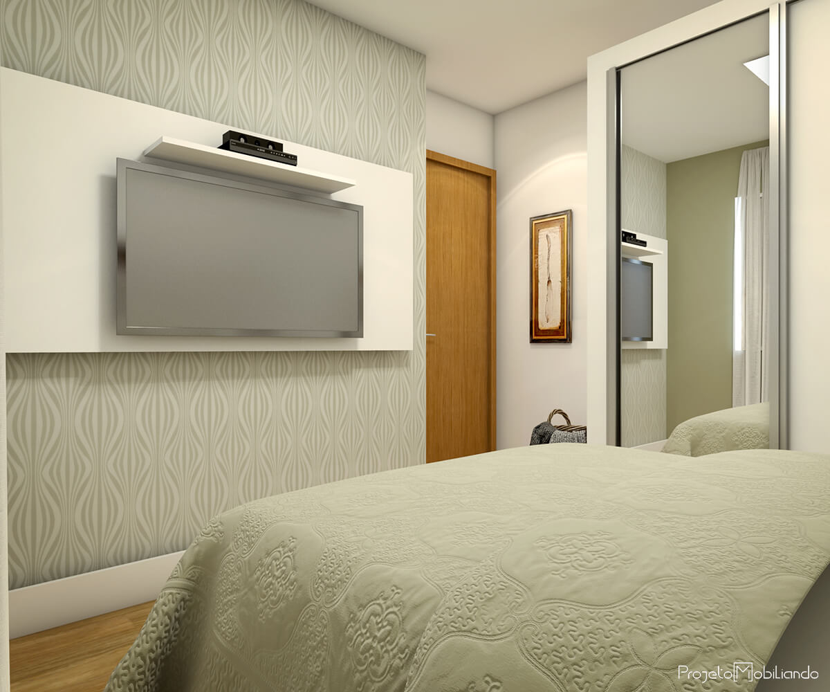 soluções criativas para TV em quarto com pouco espaço