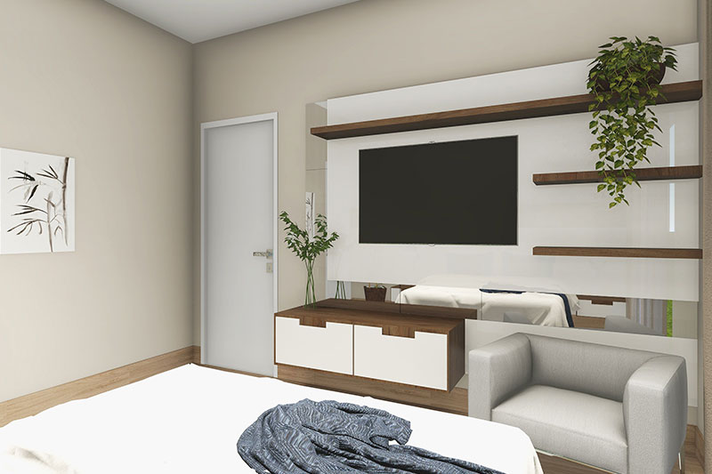 decorar quarto pequeno com TV