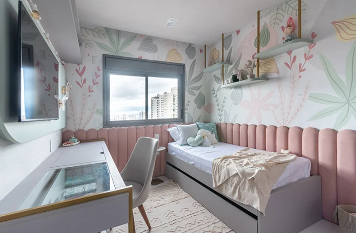 decoração quarto pequeno feminino minimalista