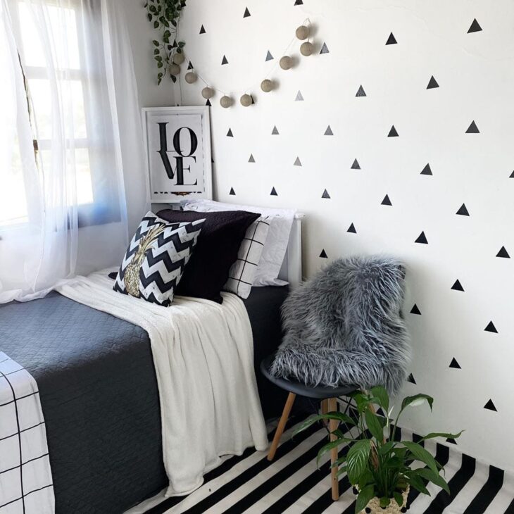 quarto elegante preto e branco