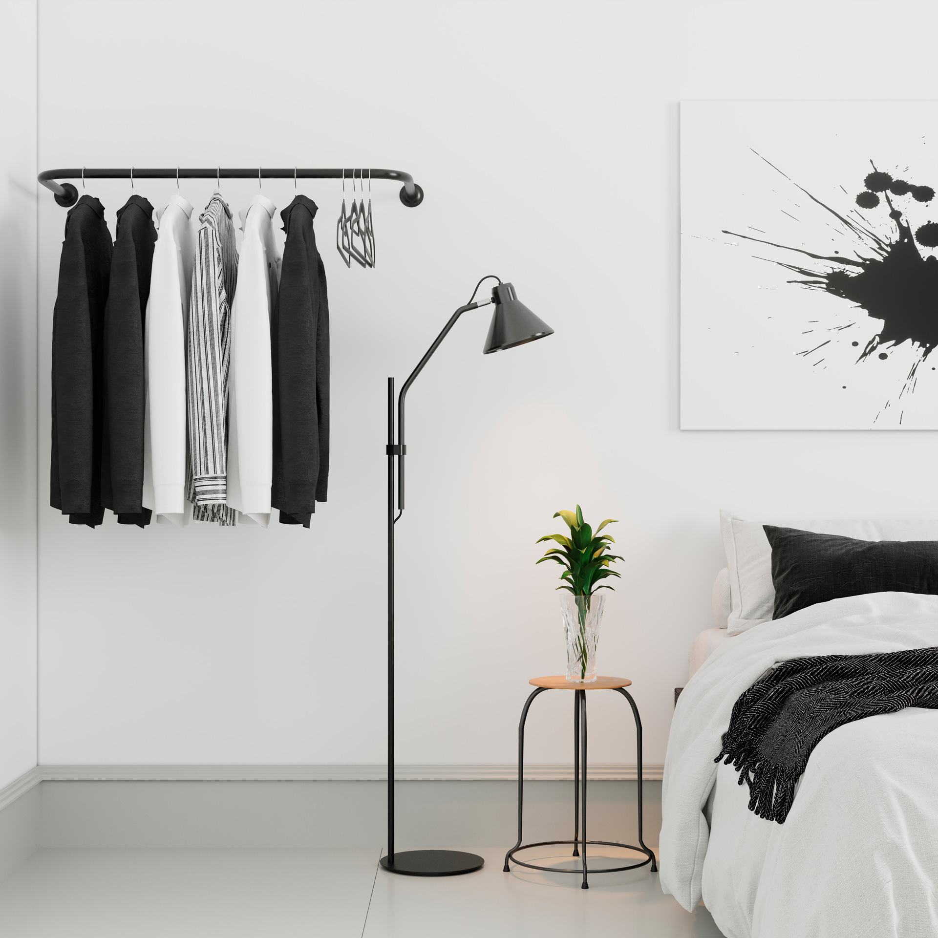decoracao de quarto preto e branco