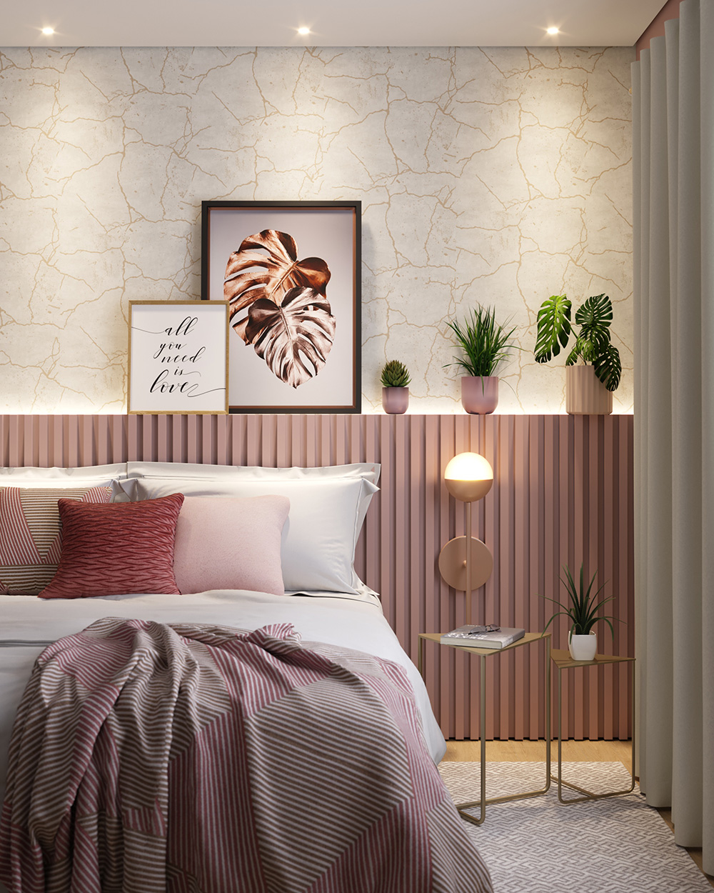 Decoração de quarto rosa para casais: sofisticação e romance