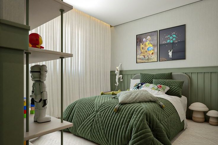 quarto verde floresta sofisticado