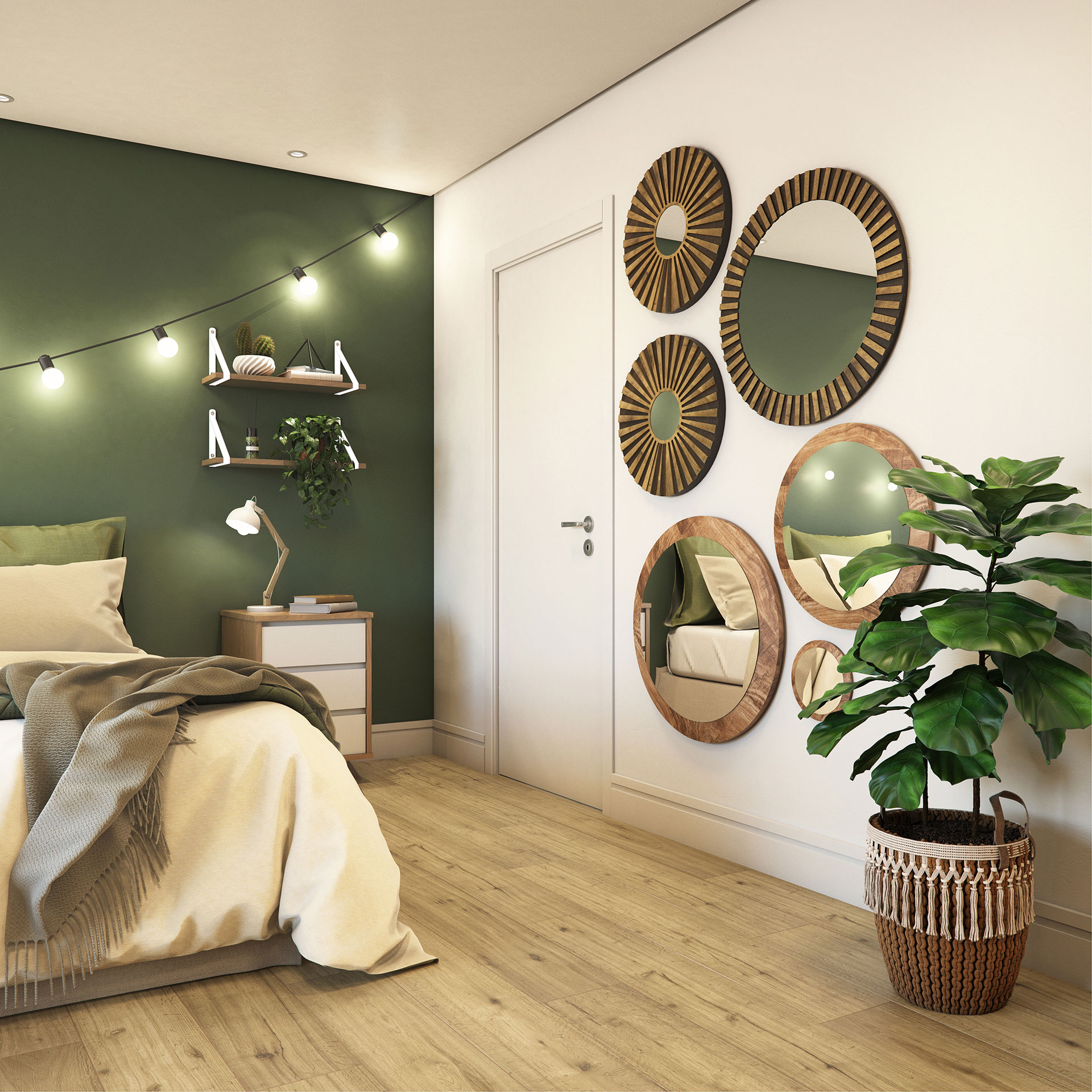 quarto verde floresta sofisticado