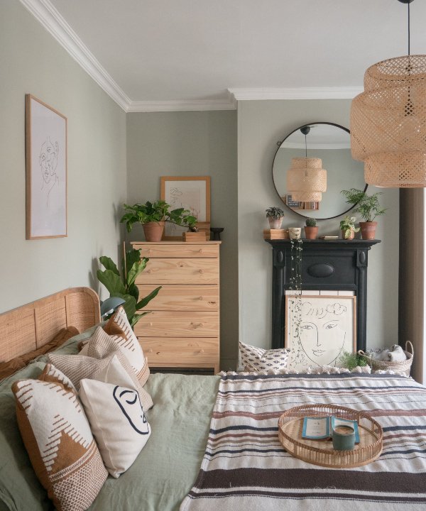 decoração quarto verde sálvia moderno