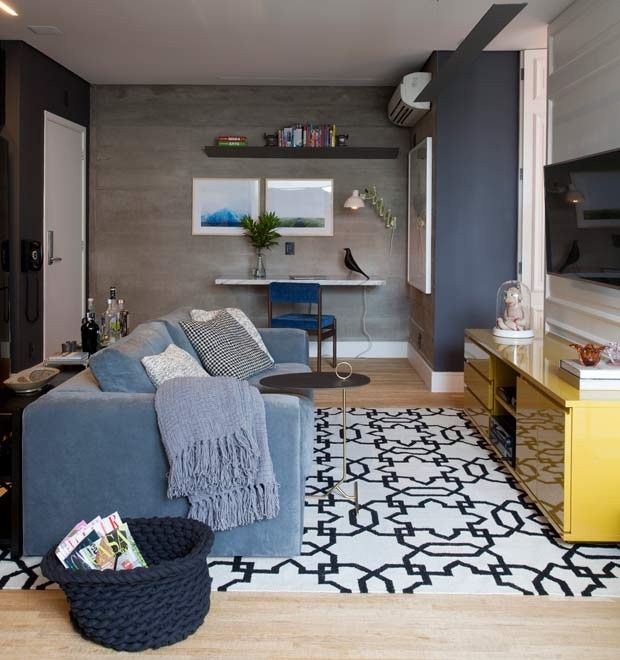 decoracao de sala azul