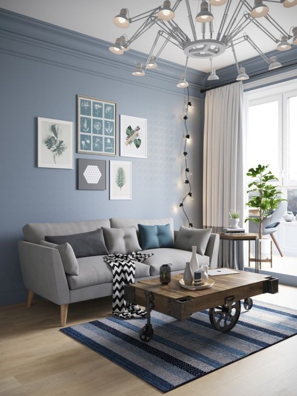 Decoração de sala com sofá azul: dicas e inspirações