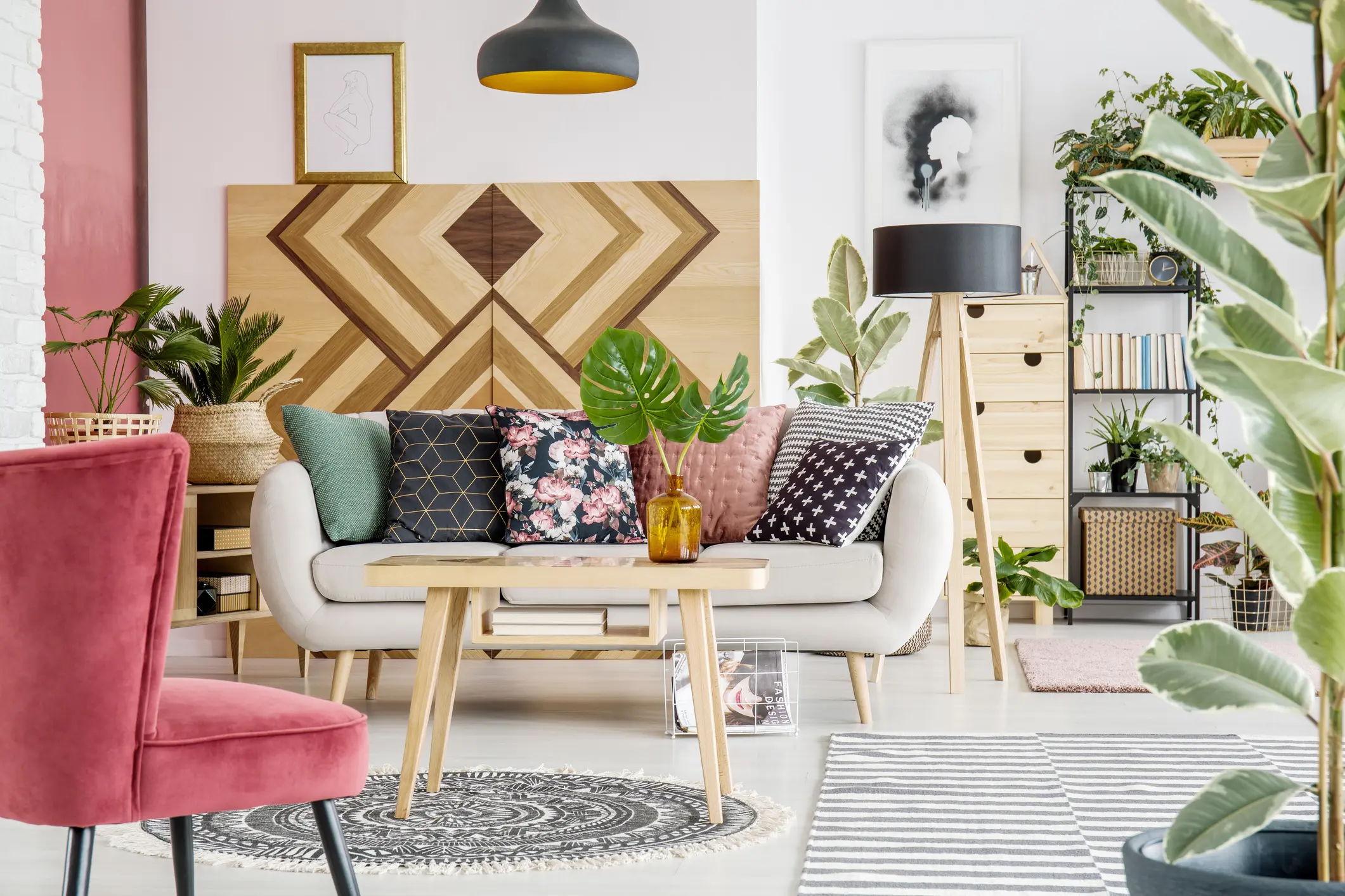 decoração sala boho chic pequena