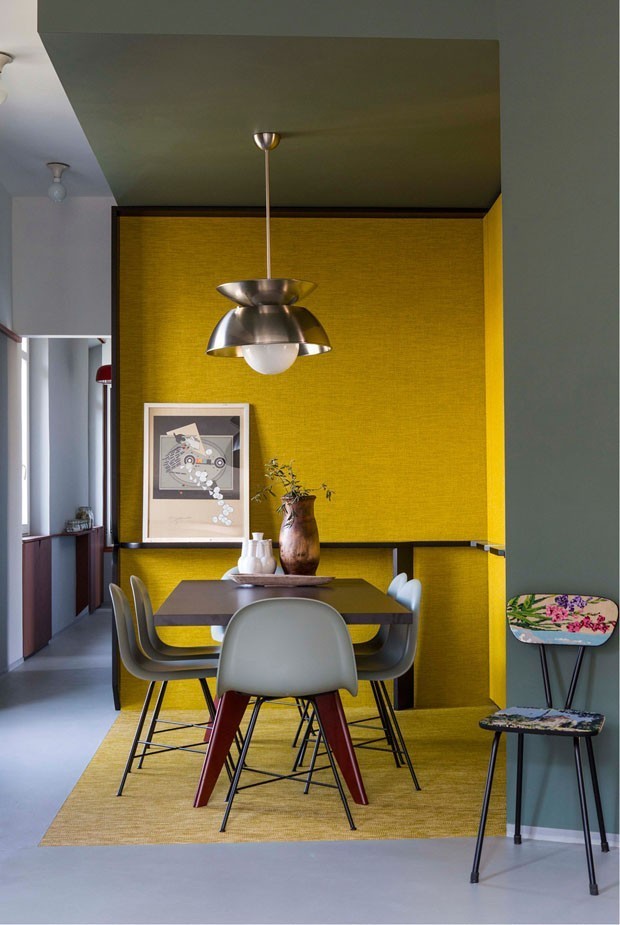 combinação cores cinza e amarelo decoração