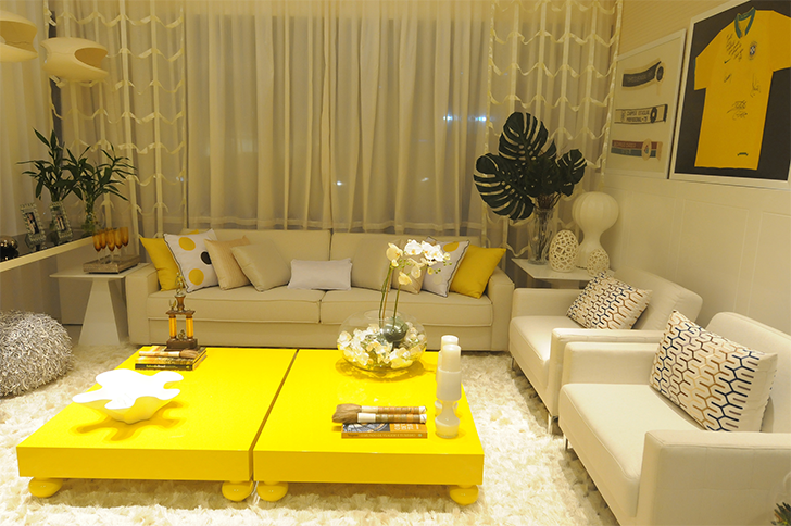 combinação cores cinza e amarelo decoração
