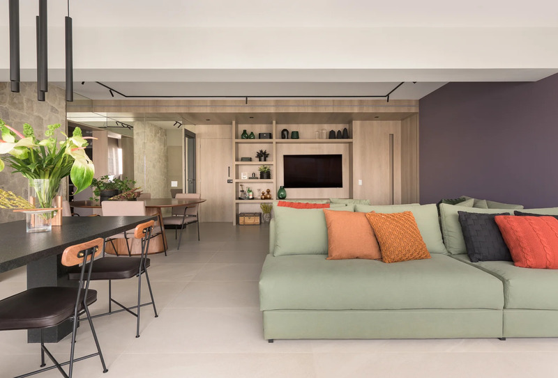 decoracao de sala com cores analogas