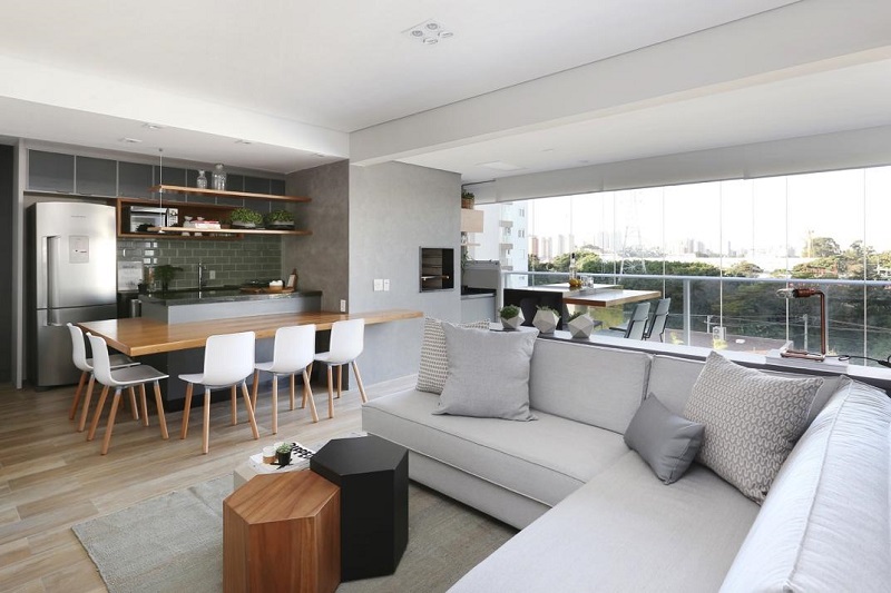decoracao de sala com cozinha