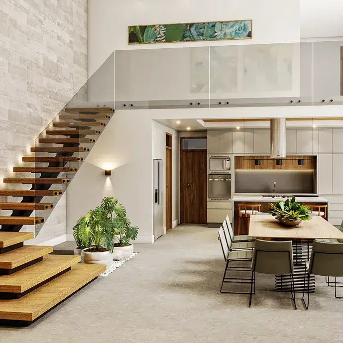 decoracao de sala com escada