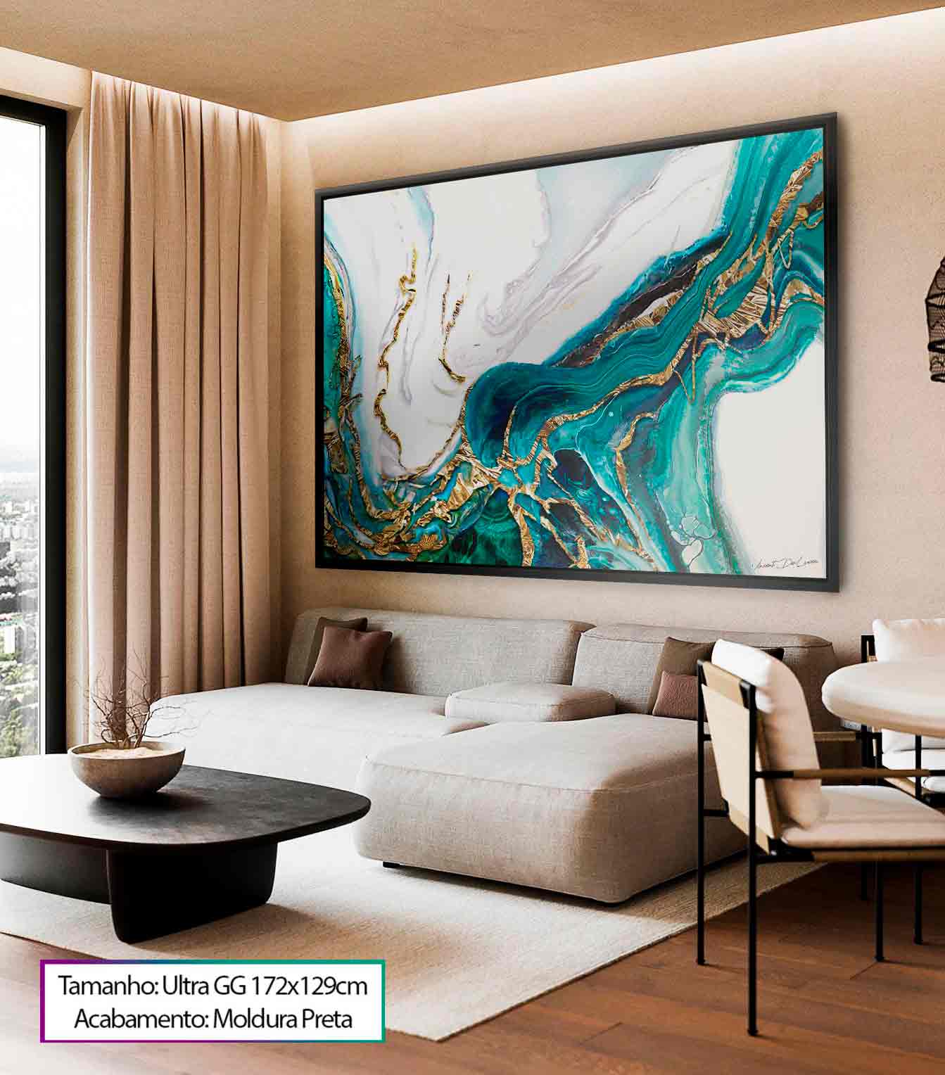 como escolher o tamanho ideal de quadro para sala