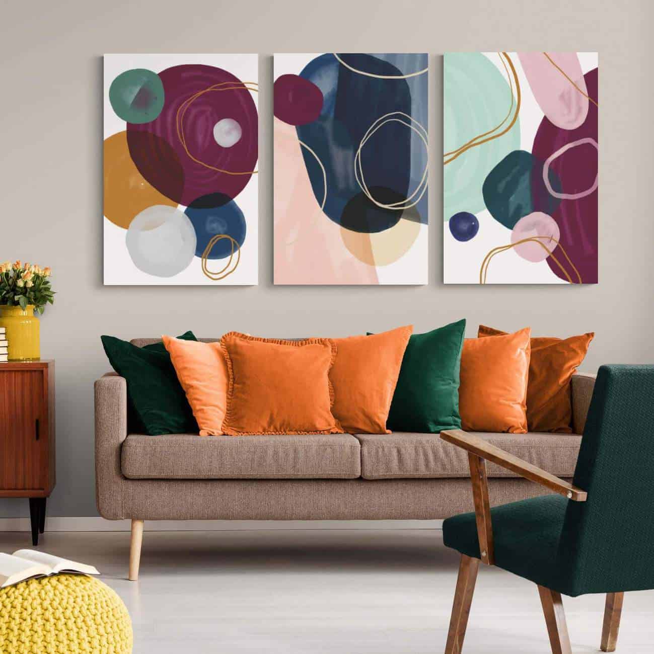 decoracao de sala com quadros grandes impacto visual