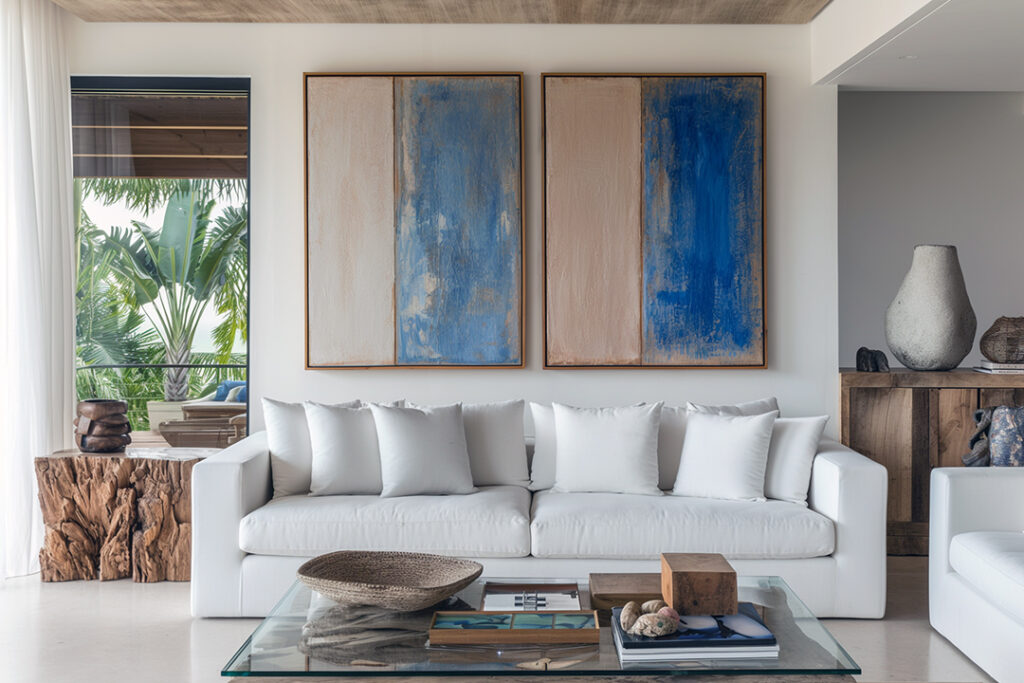 quadros grandes em cima do sofá medidas