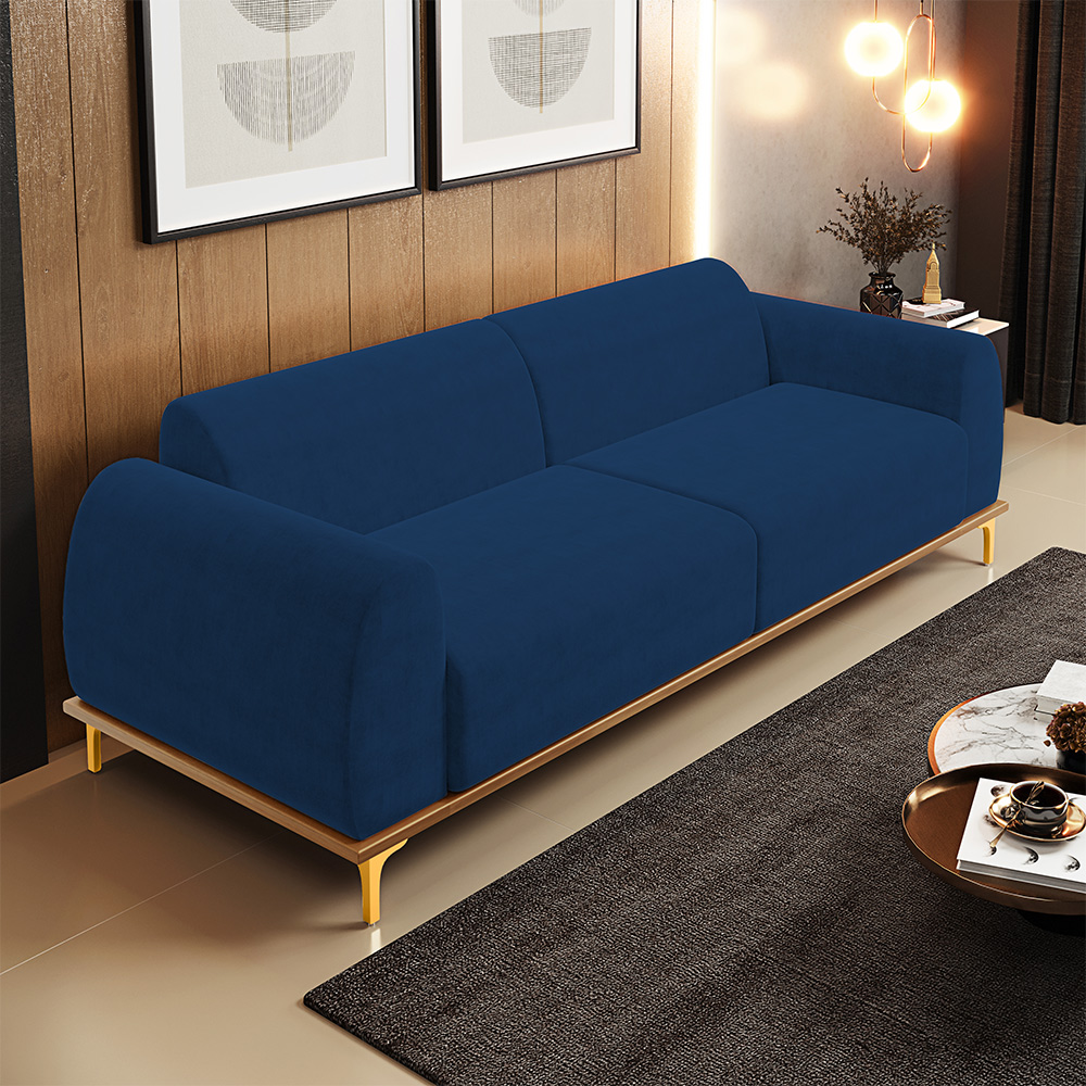 5 paletas de cores para combinar com sofá azul marinho