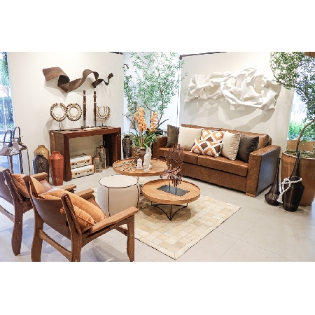 decoração sala tons terrosos 2025