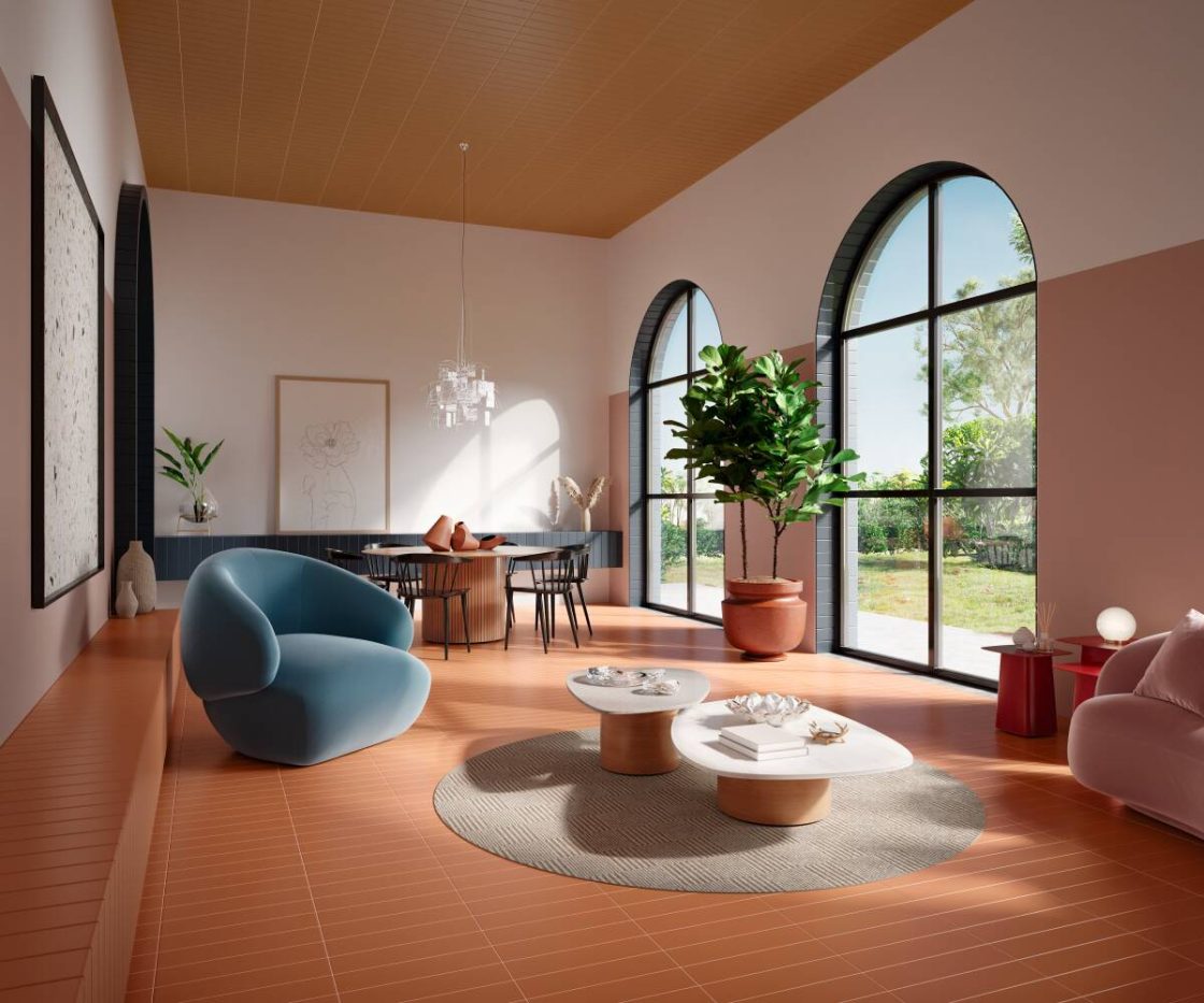 decoracao de sala com tons terrosos