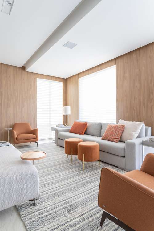 decoração sala tons terrosos 2025