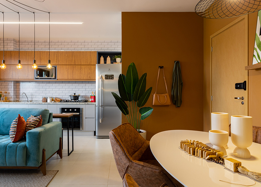 decoracao de sala com tons terrosos