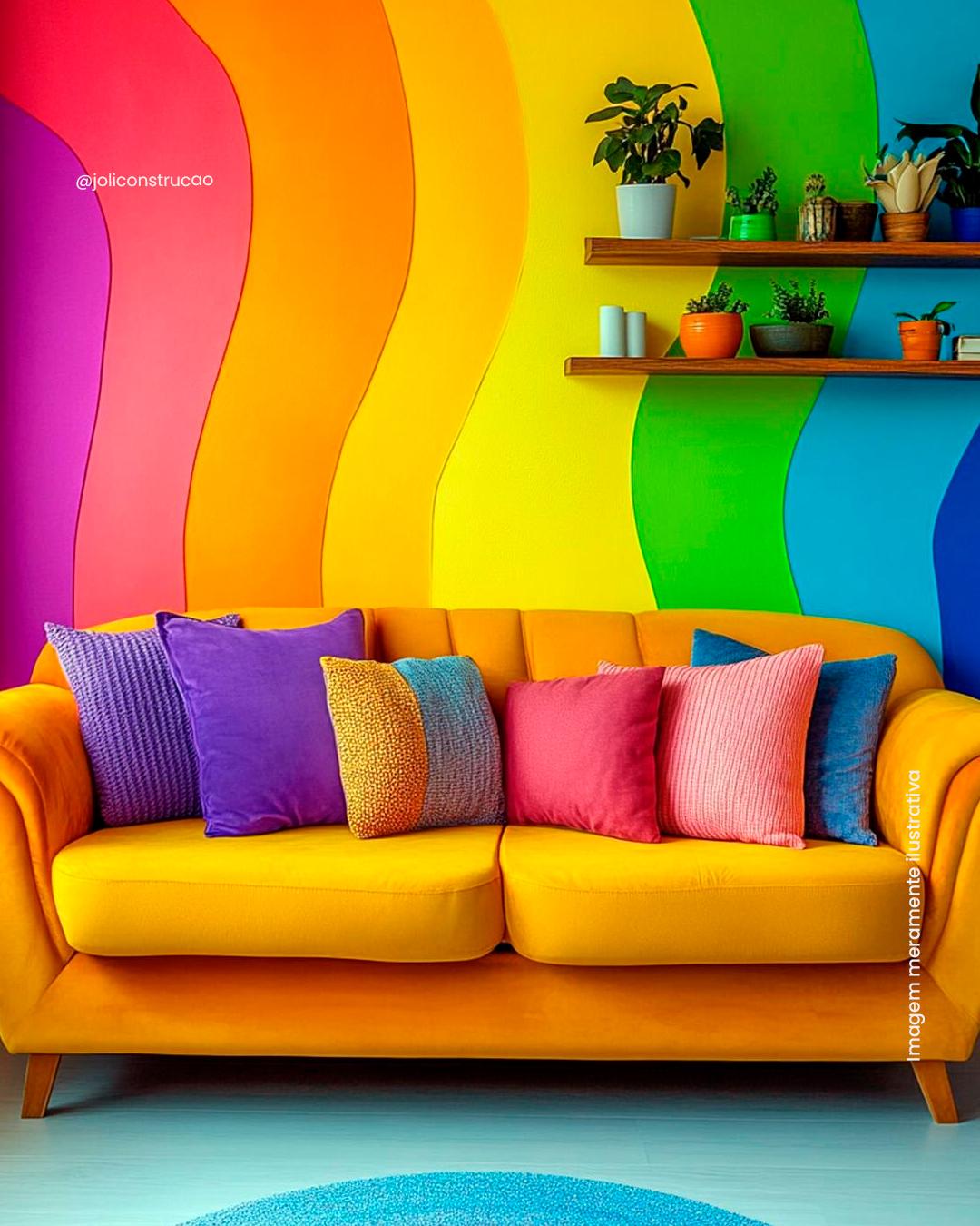 decoracao de sala de estar com cores vibrantes energia e alegria