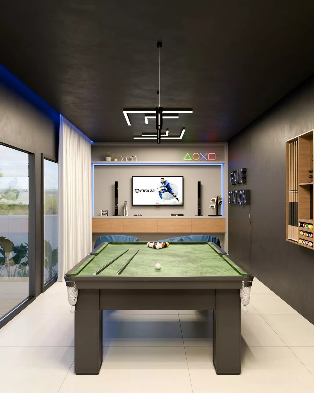 ideias de decoração para sala de jogos