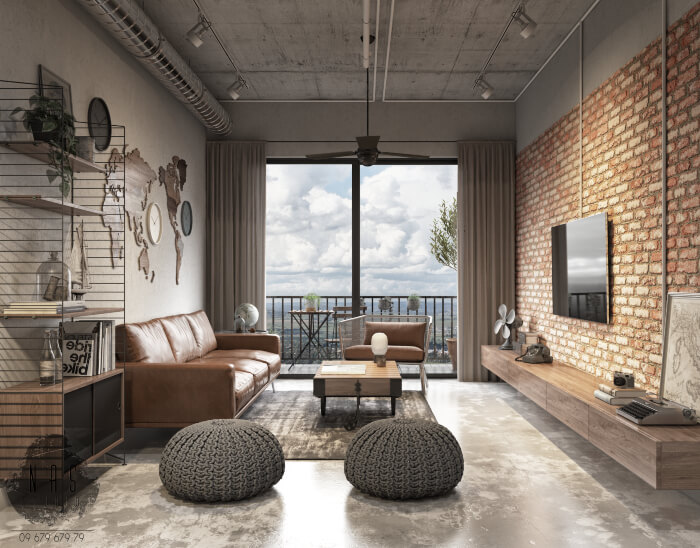 decoração industrial para sala pequena