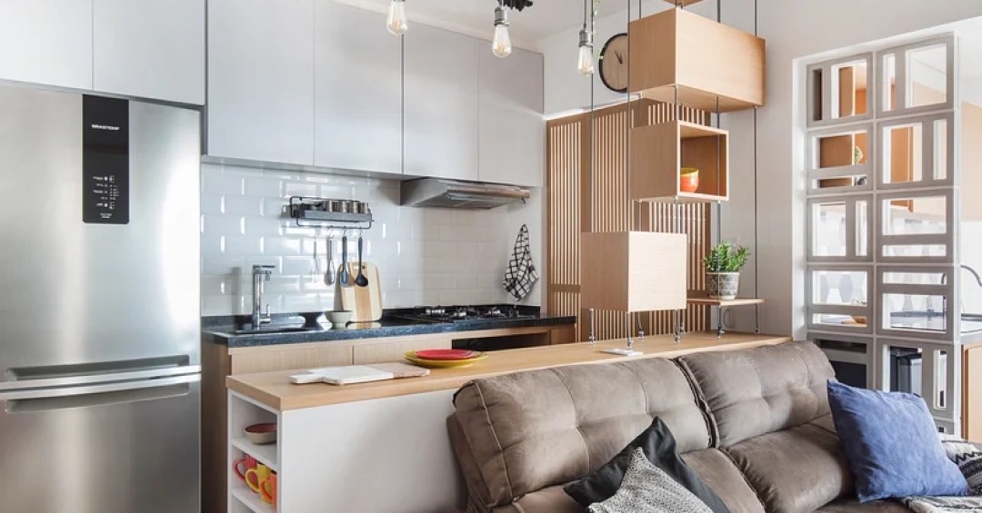 decoracao de sala integrada com a cozinha