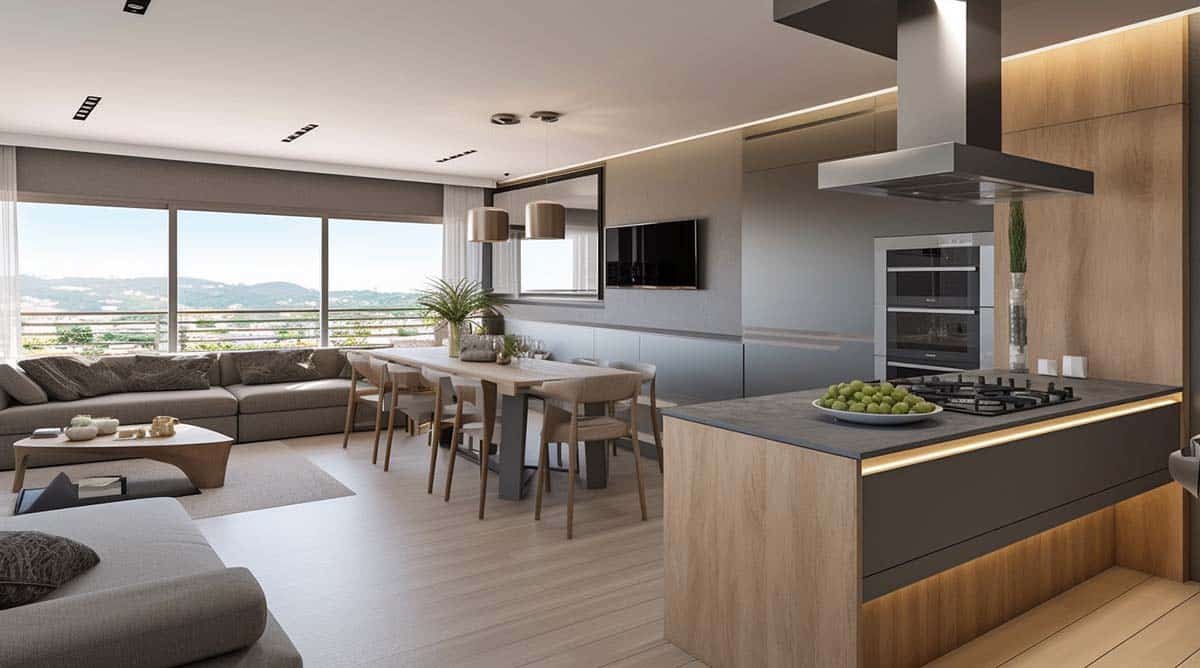 como integrar cozinha e sala de estar