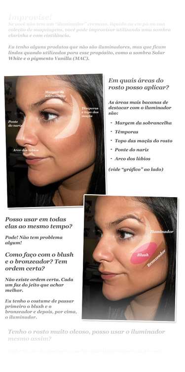 onde aplicar iluminador para realçar a beleza