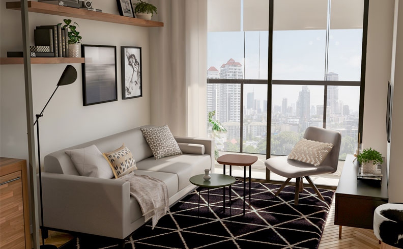 distribuicao de moveis na sala