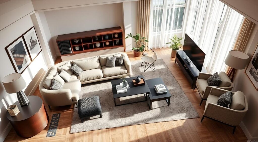 regras para arrumar móveis na sala