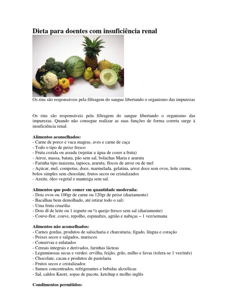 doença renal crônica dieta